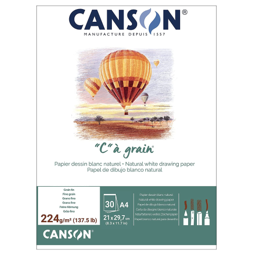BLOCCO CARTA PER SCHIZZO "C" A GRAIN A4 CM 21 X 29.7 GR MQ 224 CANSON