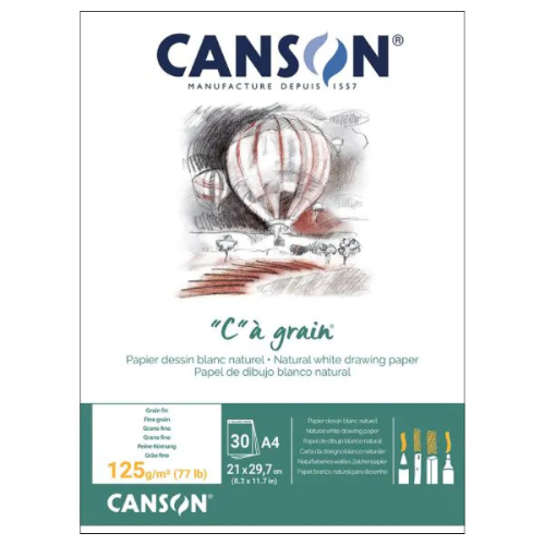 BLOCCO CARTA PER SCHIZZO "C" A GRAIN A4 CM 21 X 29.7 GR MQ 125 CANSON