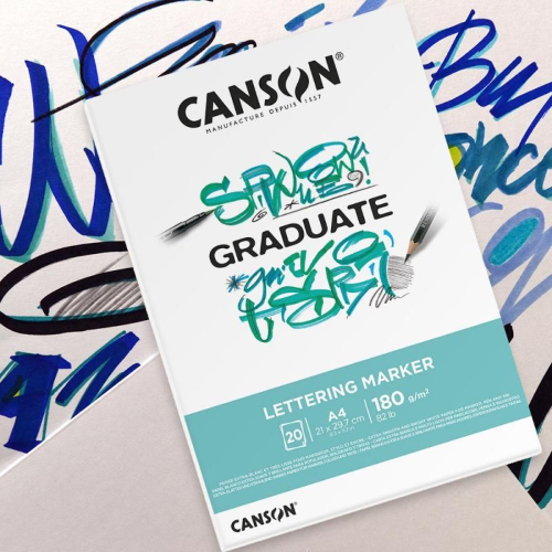 BLOCCO CARTA EXTRA BIANCA GRANA LISCIA A4 CM 21 X 29.7 GR MQ 180 GRADUATE LETTERING MARKER CANSON