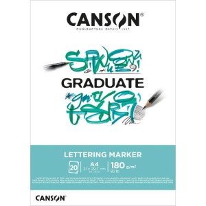 BLOCCO CARTA EXTRA BIANCA GRANA LISCIA A4 CM 21 X 29.7 GR MQ 180 GRADUATE LETTERING MARKER CANSON