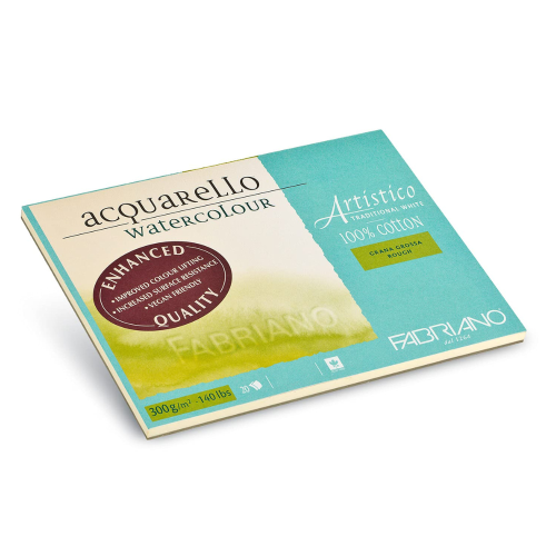 BLOCCO CARTA PER ACQUERELLO FABRIANO ARTISTICO TRADITIONAL WHITE GRANA GROSSA 300 GR MQ