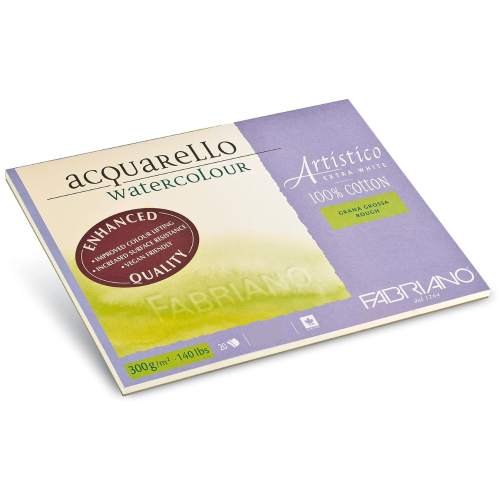 BLOCCO CARTA PER ACQUERELLO FABRIANO ARTISTICO EXTRA WHITE GRANA GROSSA 300 GR MQ