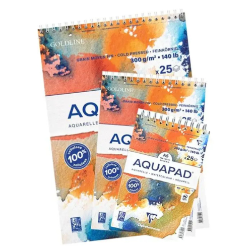 ALBUM SPIRALATO MICROPERFORATO CARTA PER ACQUERELLO IN CELLULOSA GR MQ 300 GRANA FINE AQUAPAD CLAIREFONTAINE