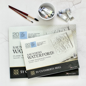 BLOCCO CARTA PER ACQUERELLO GR MQ 300 100% COTONE GRANA FINA SAUNDERS WATERFORD ST CUTHBERTS MILL