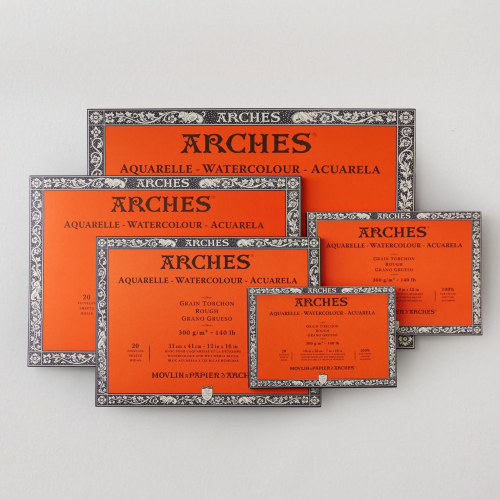 BLOCCO CARTA PER ACQUERELLO ARCHES GRANA GROSSA 100% COTONE GR MQ 300