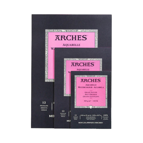 BLOCCO CARTA PER ACQUERELLO ARCHES GRANA SATINATA GR 300 MQ