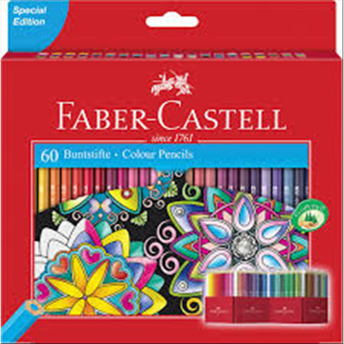 CONFEZIONE IN CARTONE 60 MATITE COLORATE LINEA ROSSA FABER CASTELL