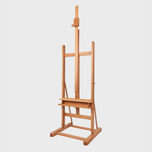 CAVALLETTO DA STUDIO MEDIO PER TELE FINO A CM 215 CON RIPIANO PORTACOLORI IN LEGNO MASSELLO DI FAGGIO M/07 MABEF