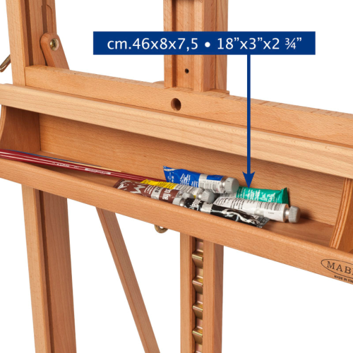 CAVALLETTO DA STUDIO MEDIO PER TELE FINO A CM 215 CON RIPIANO PORTACOLORI IN LEGNO MASSELLO DI FAGGIO M/07 MABEF