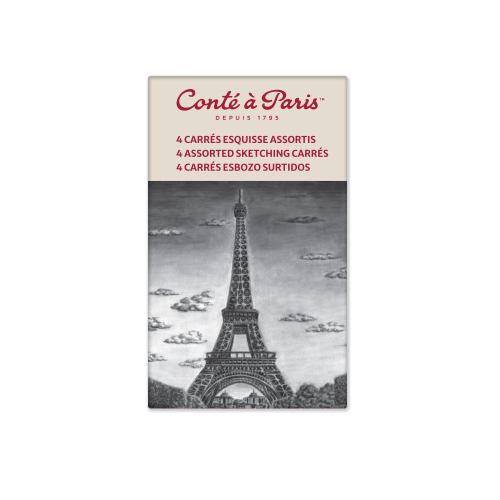 CONFEZIONE CON 4 CARRE' PER SCHIZZO COLORI ASSORTITI CONTE' A' PARIS
