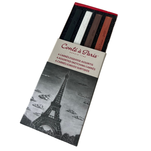 CONFEZIONE CON 4 CARRE' PER SCHIZZO COLORI ASSORTITI CONTE' A' PARIS