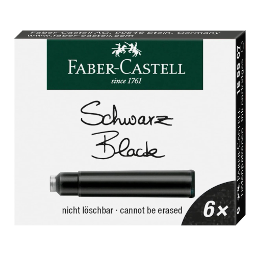 CONFEZIONE CON 6 CARTUCCE DI INCHIOSTRO DI RICARICA COLORE NERO PER PENNA STILOGRAFICA FABER CASTELL