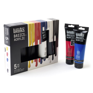 CONFEZIONE CON 5 COLORI ACRILICI BASICS DA 118 ML LIQUITEX 
