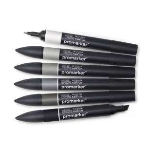 CONFEZIONE 6 PENNARELLI A DOPPIA PUNTA PROMARKER SELEZIONE TONI NEUTRI WINSOR & NEWTON