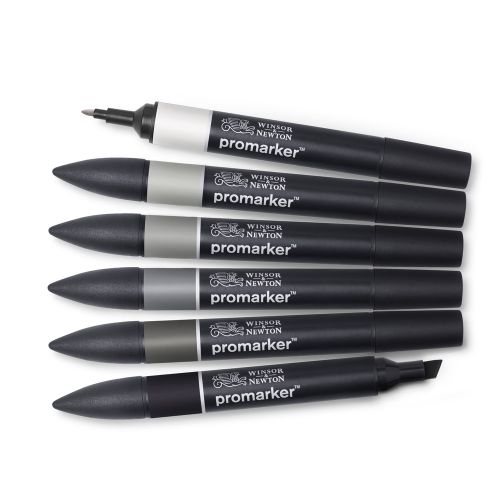 CONFEZIONE 6 PENNARELLI A DOPPIA PUNTA PROMARKER SELEZIONE TONI NEUTRI WINSOR & NEWTON