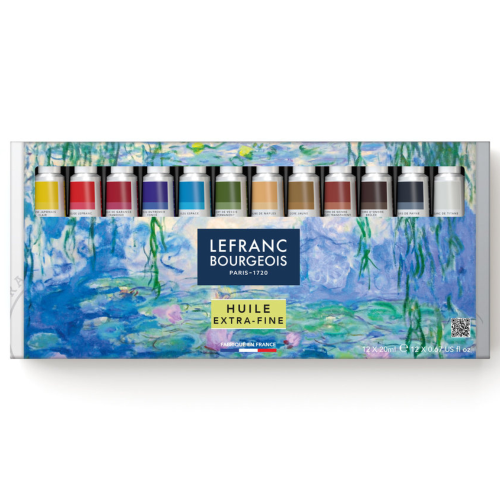 CONFEZIONE EDIZIONE LIMITATA CON 12 COLORI A OLIO EXTRAFINI DA 20 ML SELEZIONE IMPRESSIONISTA GIVERNY LEFRANC BOURGEOIS