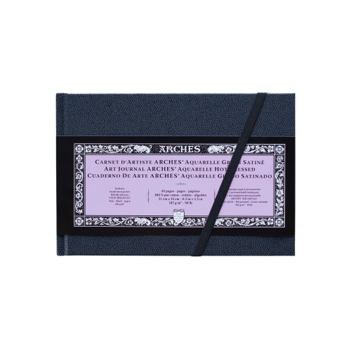 BLOCCO PER ACQUERELLO CON COPERTINA RIGIDA ART JOURNAL ARCHES GRANA SATINATA 100% COTONE GR MQ 185 