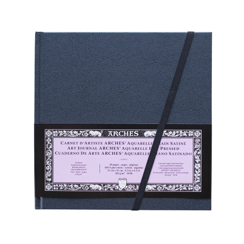 BLOCCO PER ACQUERELLO CON COPERTINA RIGIDA ART JOURNAL ARCHES GRANA SATINATA 100% COTONE GR MQ 185 