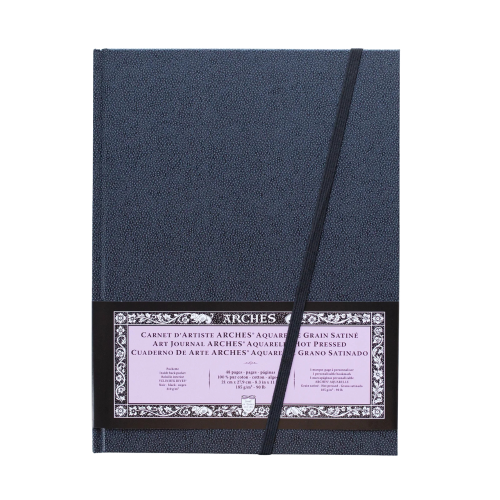 BLOCCO PER ACQUERELLO CON COPERTINA RIGIDA ART JOURNAL ARCHES GRANA SATINATA 100% COTONE GR MQ 185 