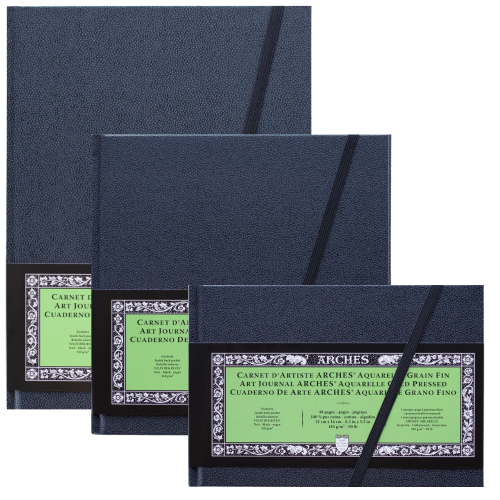 BLOCCO PER ACQUERELLO CON COPERTINA RIGIDA ART JOURNAL ARCHES GRANA FINA 100% COTONE GR MQ 185 