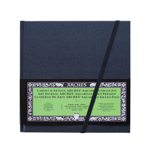 BLOCCO PER ACQUERELLO CON COPERTINA RIGIDA ART JOURNAL ARCHES GRANA FINA 100% COTONE GR MQ 185 