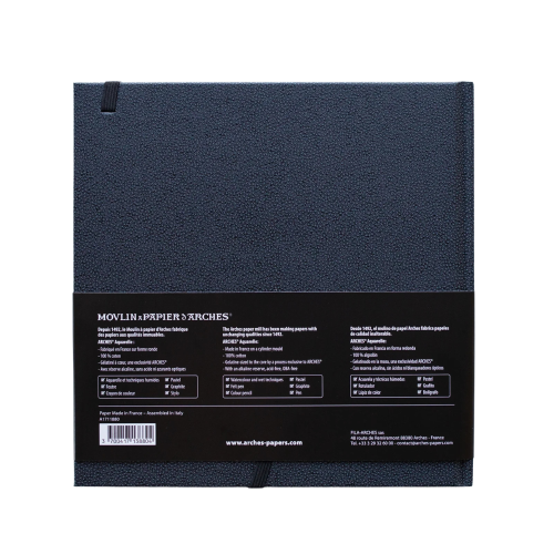 BLOCCO PER ACQUERELLO CON COPERTINA RIGIDA ART JOURNAL ARCHES GRANA FINA 100% COTONE GR MQ 185 