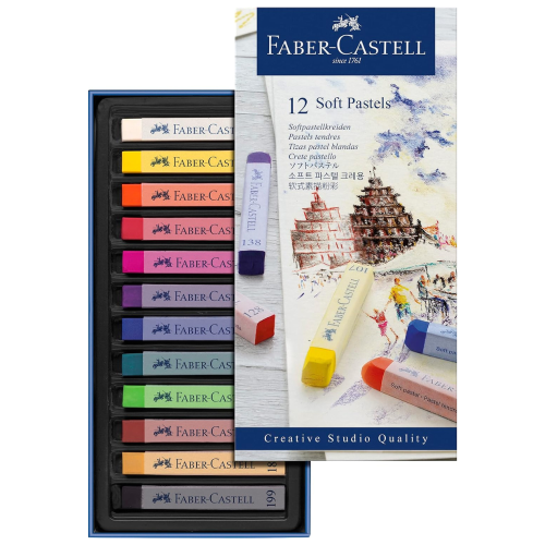 CONFEZIONE CON 12 PASTELLI MORBIDI SEZIONE QUADRATA - CRETE PASTELLO FABER CASTELL