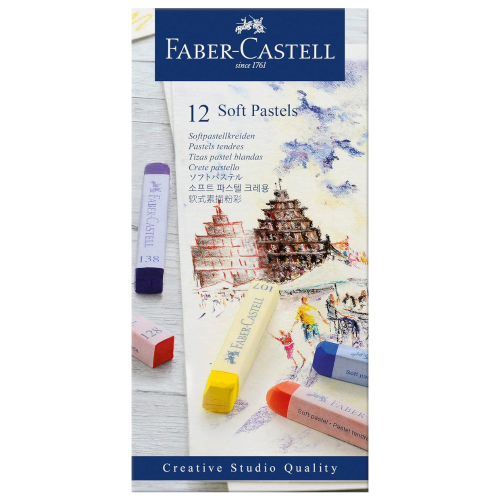 CONFEZIONE CON 12 PASTELLI MORBIDI SEZIONE QUADRATA - CRETE PASTELLO FABER CASTELL