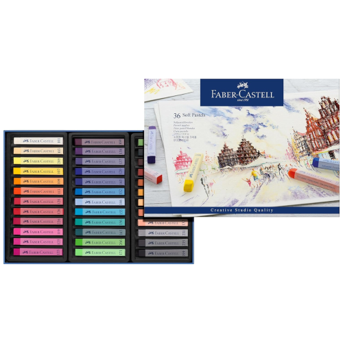CONFEZIONE CON 36 PASTELLI MORBIDI SEZIONE QUADRATA - CRETE PASTELLO FABER CASTELL