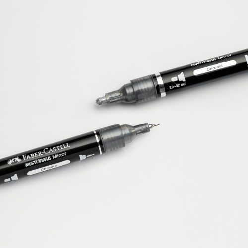 PENNARELLO EFFETTO SPECCHIO - CROMATO CON DOPPIA PUNTA DA 3 MM E DA 0,8 MM - MULTIMARK MIRROR CHROME FABER CASTELL