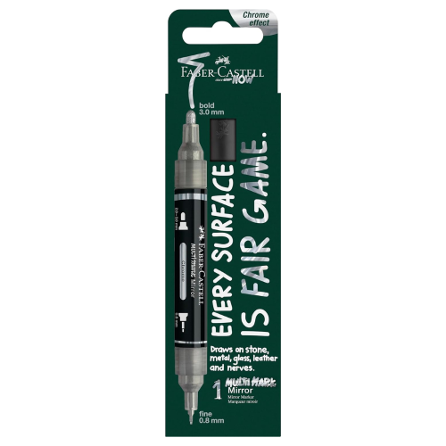 PENNARELLO EFFETTO SPECCHIO - CROMATO CON DOPPIA PUNTA DA 3 MM E DA 0,8 MM - MULTIMARK MIRROR CHROME FABER CASTELL
