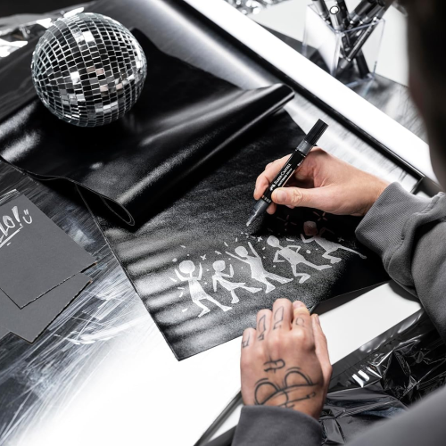 PENNARELLO EFFETTO SPECCHIO - CROMATO CON DOPPIA PUNTA DA 3 MM E DA 0,8 MM - MULTIMARK MIRROR CHROME FABER CASTELL