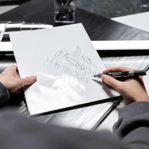 PENNARELLO EFFETTO SPECCHIO - CROMATO CON DOPPIA PUNTA DA 3 MM E DA 0,8 MM - MULTIMARK MIRROR CHROME FABER CASTELL