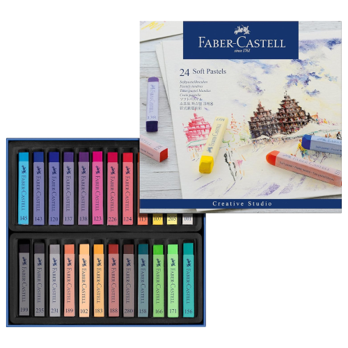 CONFEZIONE CON 24 PASTELLI MORBIDI SEZIONE QUADRATA - CRETE PASTELLO FABER CASTELL