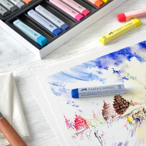 CONFEZIONE CON 24 PASTELLI MORBIDI SEZIONE QUADRATA - CRETE PASTELLO FABER CASTELL