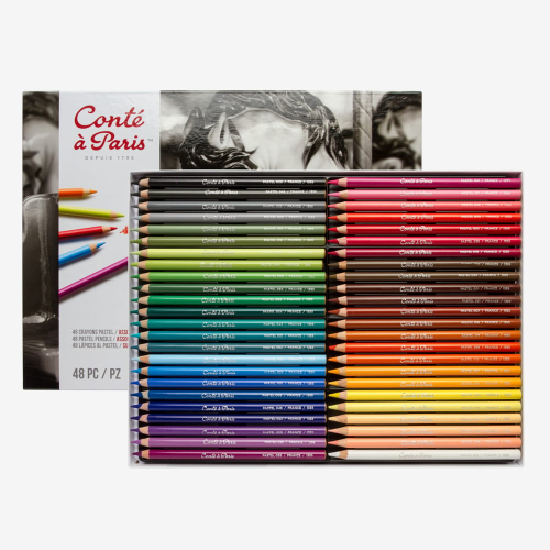 CONFEZIONE IN CARTONE CON 48 MATITE PASTELLO CONTE' A' PARIS