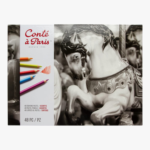 CONFEZIONE IN CARTONE CON 48 MATITE PASTELLO CONTE' A' PARIS