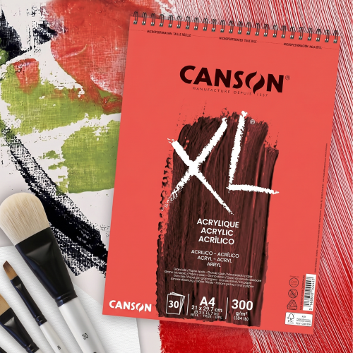 BLOCCO CARTA PER ACRILICO CANSON XL ACRYLIQUE GRANA EFFETTO TELA 300 GR MQ