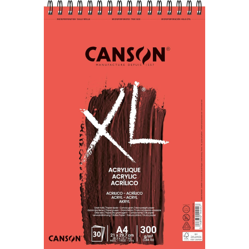 BLOCCO CARTA PER ACRILICO CANSON XL ACRYLIQUE GRANA EFFETTO TELA 300 GR MQ