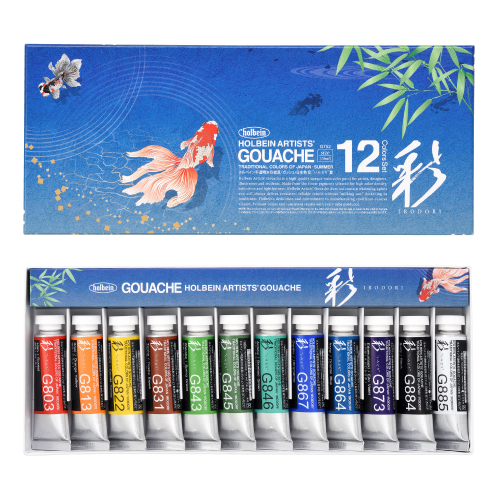 CONFEZIONE CON 12 GOUACHE IRODORI EXTRAFINI DA 15 ML SELEZIONE ESTATE ARTISTS' HOLBEIN