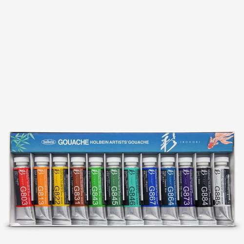 CONFEZIONE CON 12 GOUACHE IRODORI EXTRAFINI DA 15 ML SELEZIONE ESTATE ARTISTS' HOLBEIN