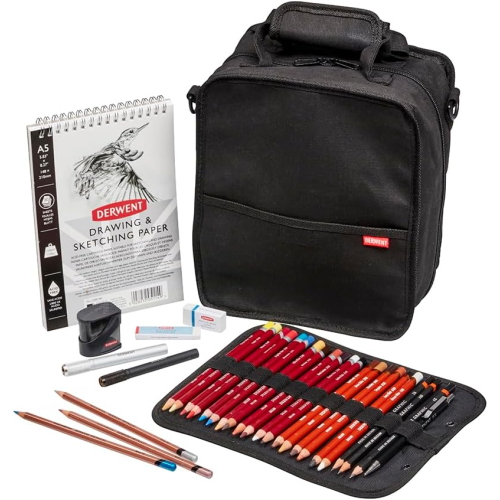 BORSA CUSTODIA VUOTA CON TRACOLLA E MANIGLIA CARRY ALL DERWENT - 132 SPAZI PER MATITE, PIU' ACCESSORI E BLOCCO A5 -