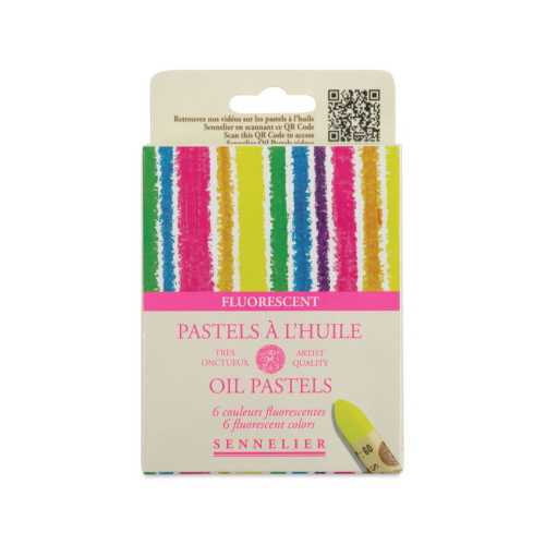 CONFEZIONE IN CARTONE CON 6 PASTELLI A OLIO SOLIDI DA 5 ML SELEZIONE COLORI FLUORESCENTI SENNELIER