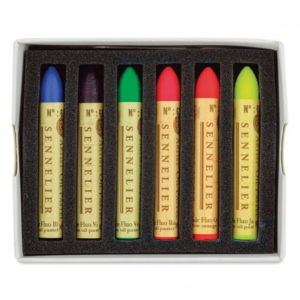 CONFEZIONE IN CARTONE CON 6 PASTELLI A OLIO SOLIDI DA 5 ML SELEZIONE COLORI FLUORESCENTI SENNELIER
