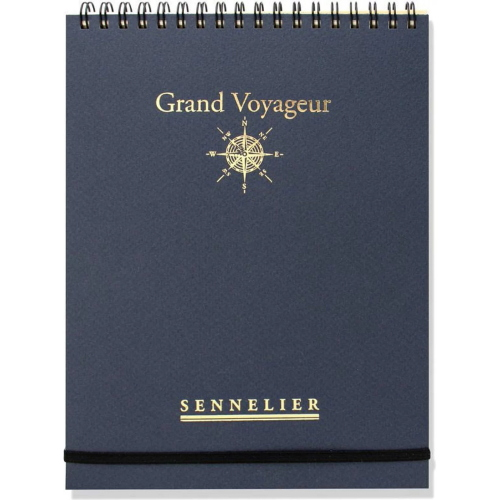 BLOCCO SPIRALATO DA VIAGGIO CON ELASTICO CARTA PER SCHIZZO CM 16 X 21 GR MQ 90 GRAND VOYAGEUR SENNELIER