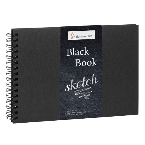 BLOCCO SPIRALATO CARTA PER DISEGNO COLORE NERO GR MQ 250 BLACK BOOK HAHNEMUHLE
