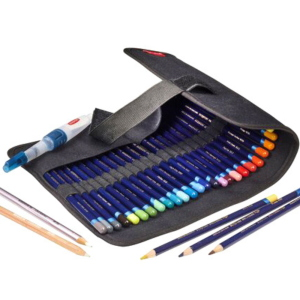 ASTUCCIO IN TESSUTO NERO VUOTO PER 24 MATITE E TASCA CON CERNIERA PENCIL WRAP DERWENT
