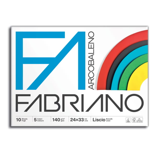 ALBUM CARTA COLORATA PER DISEGNO CM 24 X 33 GR MQ 140 FABRIANO ARCOBALENO