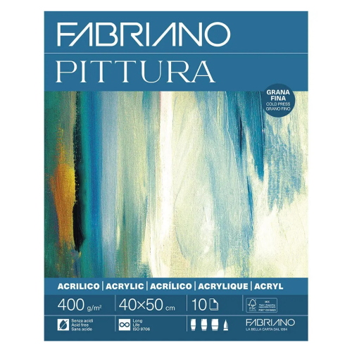 ALBUM CARTA PER ACRILICO FABRIANO PITTURA GRANA FINA GR MQ 400