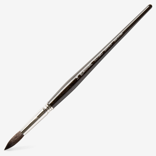 PENNELLO ESCODA ULTIMO SERIE 1525 - TONDO SINTETICO IMIT. VAJO SCURO TENDO MANICO CORTO